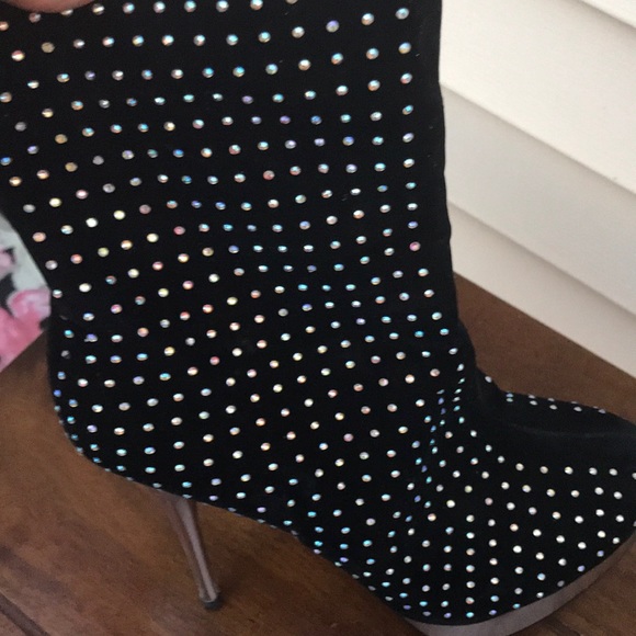 rhinestone platform boots